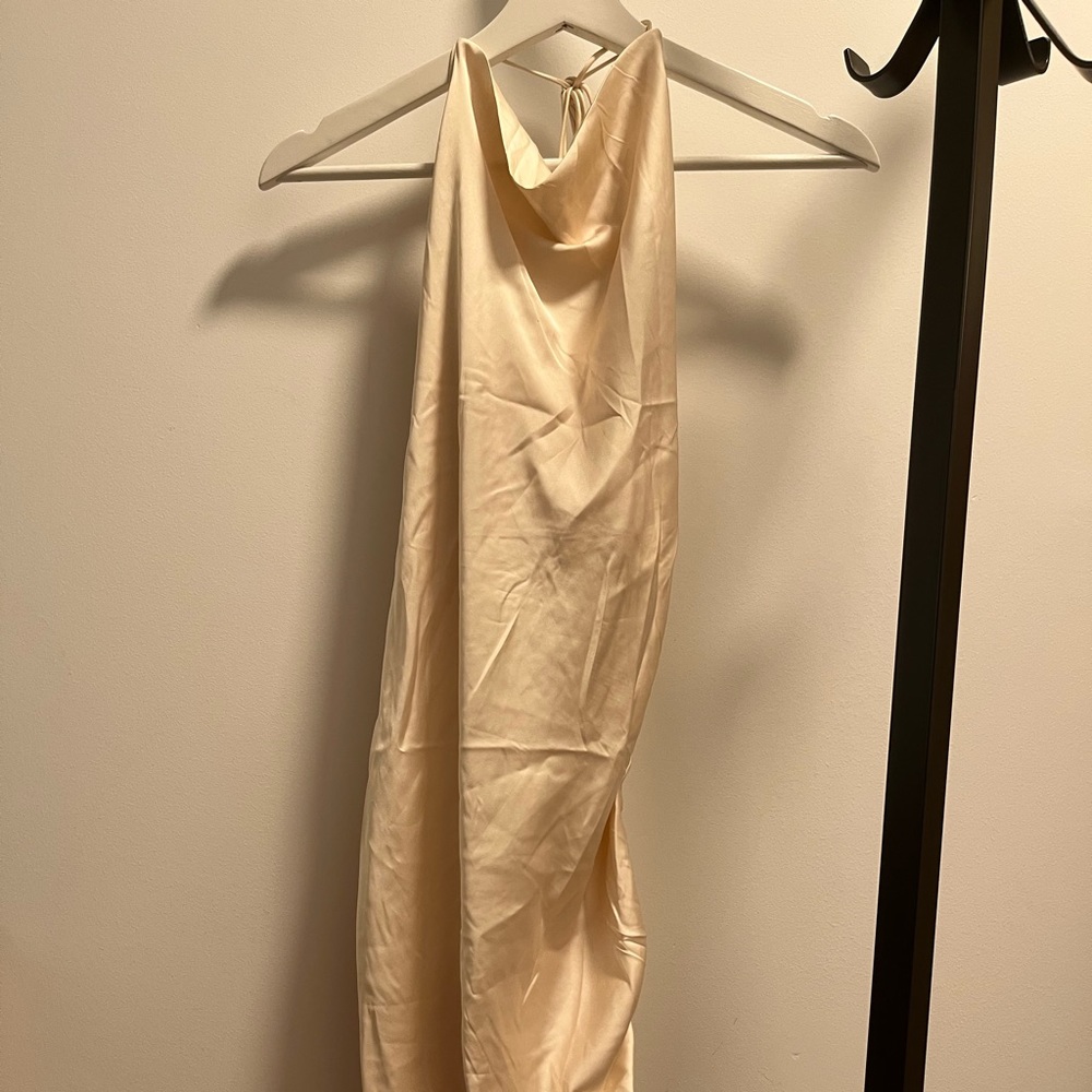 Cowl neck cream color dress brand new with tag